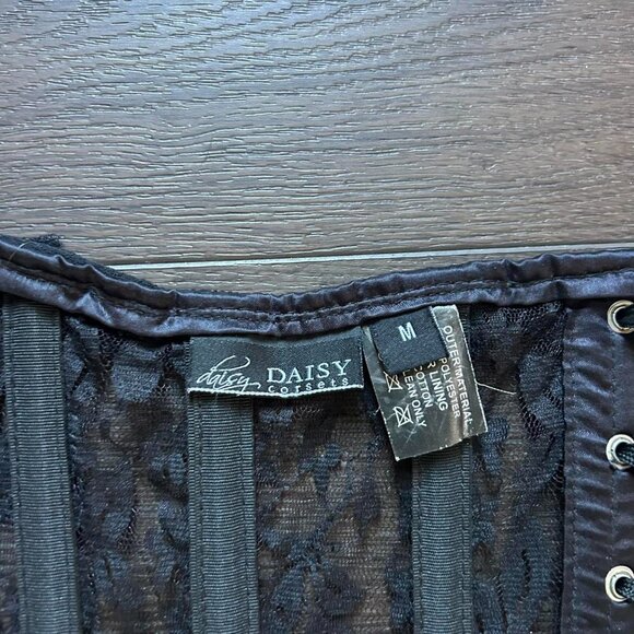 Black lace up corset top with ruffles and lace up back Size: M Vintage Y2K - Picture 3 of 6